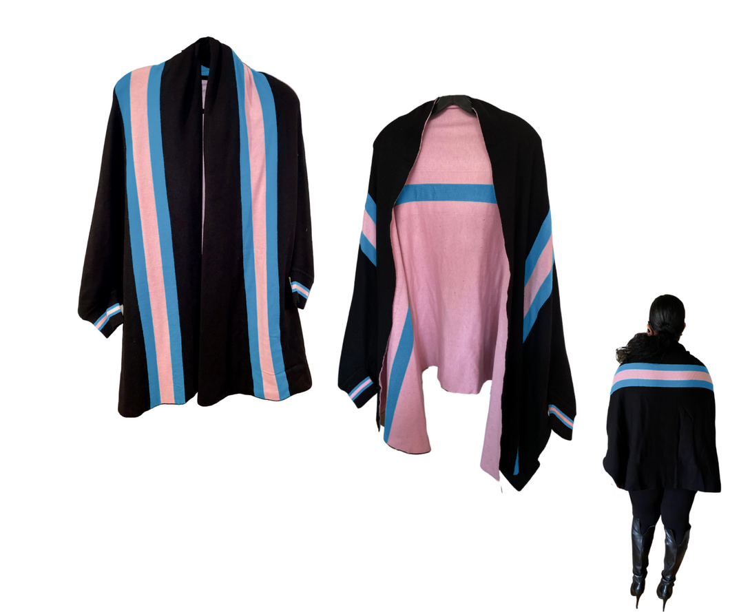 Blue, Pink and Black Sweater Wrap